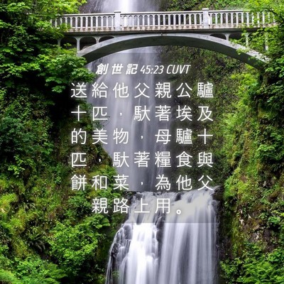 Picture 04 - 創 世 記 45:23 CUVT - 送 給 他 父 親 公 驢 十 匹 ， 馱 著 - Bible Verse Picture