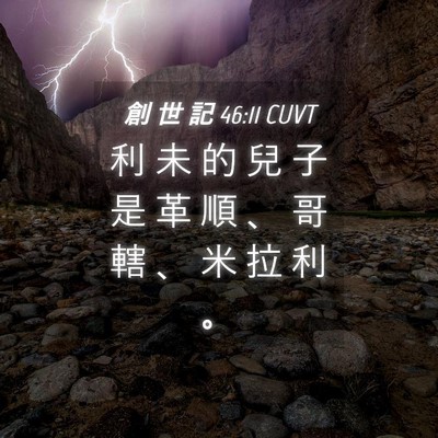 Picture 04 - 創 世 記 46:11 CUVT - 利 未 的 兒 子 是 革 順 、 哥 轄 、 - Bible Verse Picture
