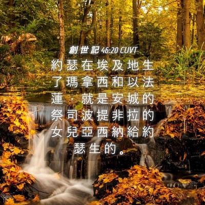 Picture 04 - 創 世 記 46:20 CUVT - 約 瑟 在 埃 及 地 生 了 瑪 拿 西 和 - Bible Verse Picture