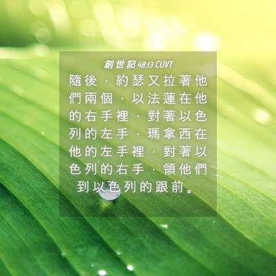 Picture 04 - 創 世 記 48:13 CUVT - 隨 後 ， 約 瑟 又 拉 著 他 們 兩 個 - Bible Verse Picture