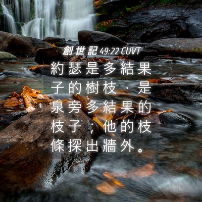 Picture 04 - 創 世 記 49:22 CUVT - 約 瑟 是 多 結 果 子 的 樹 枝 ， 是 - Bible Verse Picture