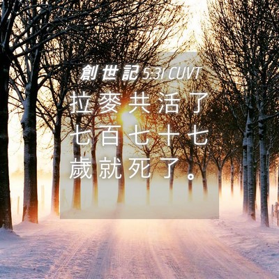 Picture 04 - 創 世 記 5:31 CUVT - 拉 麥 共 活 了 七 百 七 十 七 歲 就 - Bible Verse Picture