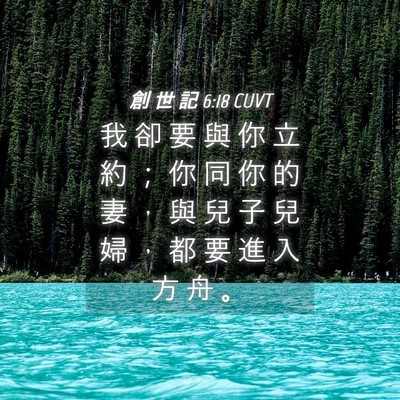 Picture 04 - 創 世 記 6:18 CUVT - 我 卻 要 與 你 立 約 ； 你 同 你 的 - Bible Verse Picture