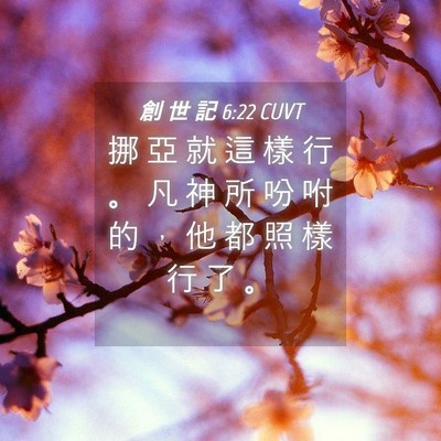 Picture 04 - 創 世 記 6:22 CUVT - 挪 亞 就 這 樣 行 。 凡 神 所 吩 咐 - Bible Verse Picture