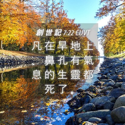 Picture 04 - 創 世 記 7:22 CUVT - 凡 在 旱 地 上 、 鼻 孔 有 氣 息 的 - Bible Verse Picture