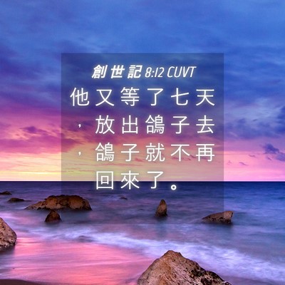 Picture 04 - 創 世 記 8:12 CUVT - 他 又 等 了 七 天 ， 放 出 鴿 子 去 - Bible Verse Picture
