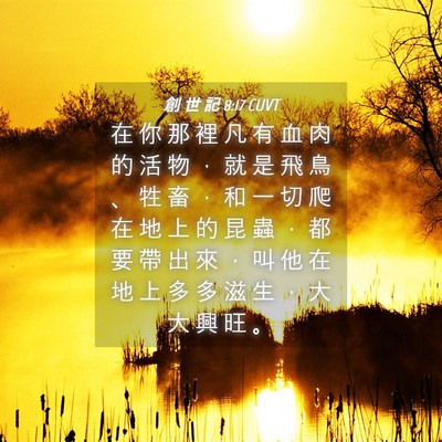 Picture 04 - 創 世 記 8:17 CUVT - 在 你 那 裡 凡 有 血 肉 的 活 物 ， - Bible Verse Picture
