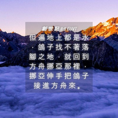Picture 04 - 創 世 記 8:9 CUVT - 但 遍 地 上 都 是 水 ， 鴿 子 找 不 - Bible Verse Picture