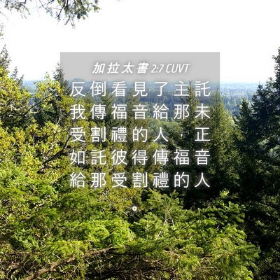 Picture 04 - 加 拉 太 書 2:7 CUVT - 反 倒 看 見 了 主 託 我 傳 福 音 給 - Bible Verse Picture