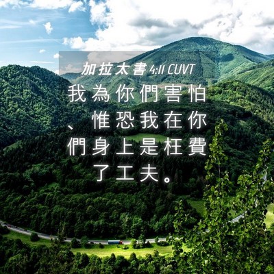 Picture 04 - 加 拉 太 書 4:11 CUVT - 我 為 你 們 害 怕 、 惟 恐 我 在 你 - Bible Verse Picture