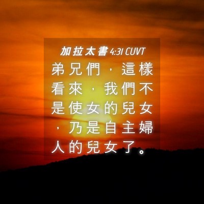 Picture 04 - 加 拉 太 書 4:31 CUVT - 弟 兄 們 ， 這 樣 看 來 ， 我 們 不 - Bible Verse Picture