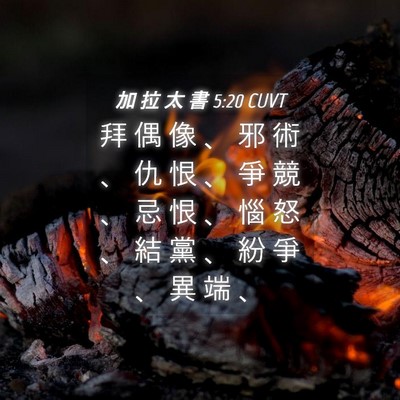 Picture 04 - 加 拉 太 書 5:20 CUVT - 拜 偶 像 、 邪 術 、 仇 恨 、 爭 競 - Bible Verse Picture