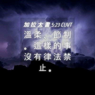 Picture 04 - 加 拉 太 書 5:23 CUVT - 溫 柔 、 節 制 。 這 樣 的 事 沒 有 - Bible Verse Picture
