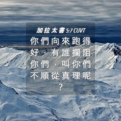 Picture 04 - 加 拉 太 書 5:7 CUVT - 你 們 向 來 跑 得 好 ， 有 誰 攔 阻 - Bible Verse Picture
