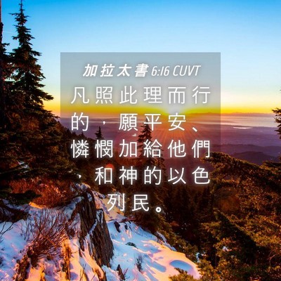 Picture 04 - 加 拉 太 書 6:16 CUVT - 凡 照 此 理 而 行 的 ， 願 平 安 、 - Bible Verse Picture