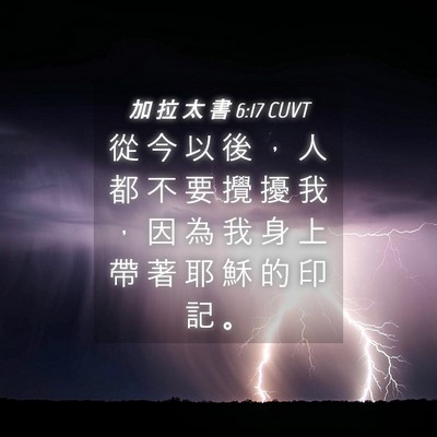 Picture 04 - 加 拉 太 書 6:17 CUVT - 從 今 以 後 ， 人 都 不 要 攪 擾 我 - Bible Verse Picture
