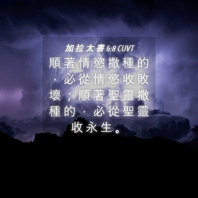 Picture 04 - 加 拉 太 書 6:8 CUVT - 順 著 情 慾 撒 種 的 ， 必 從 情 慾 - Bible Verse Picture
