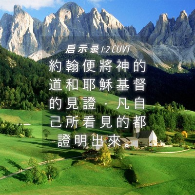 Picture 04 - 启 示 录 1:2 CUVT - 約 翰 便 將 神 的 道 和 耶 穌 基 督 - Bible Verse Picture