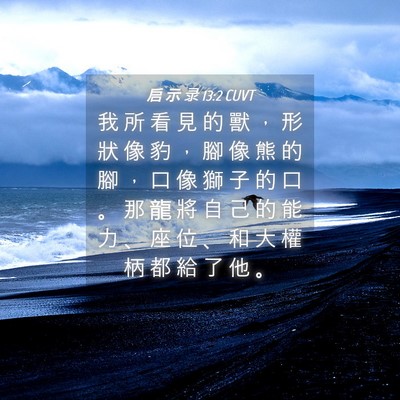 Picture 04 - 启 示 录 13:2 CUVT - 我 所 看 見 的 獸 ， 形 狀 像 豹 ， - Bible Verse Picture