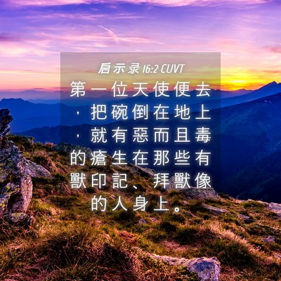 Picture 04 - 启 示 录 16:2 CUVT - 第 一 位 天 使 便 去 ， 把 碗 倒 在 - Bible Verse Picture