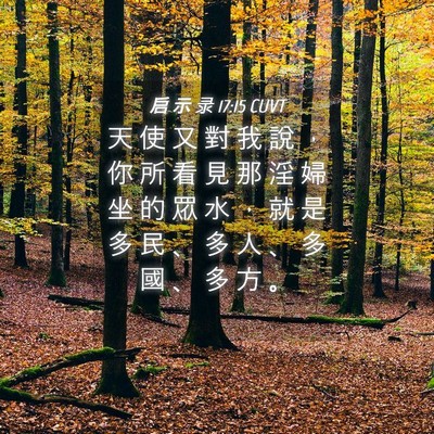 Picture 04 - 启 示 录 17:15 CUVT - 天 使 又 對 我 說 ， 你 所 看 見 那 - Bible Verse Picture
