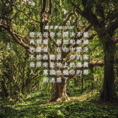 Picture 04 - 启 示 录 18:23 CUVT - 燈 光 在 你 中 間 決 不 能 再 照 耀 - Bible Verse Picture
