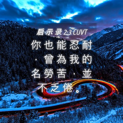 Picture 04 - 启 示 录 2:3 CUVT - 你 也 能 忍 耐 ， 曾 為 我 的 名 勞 - Bible Verse Picture