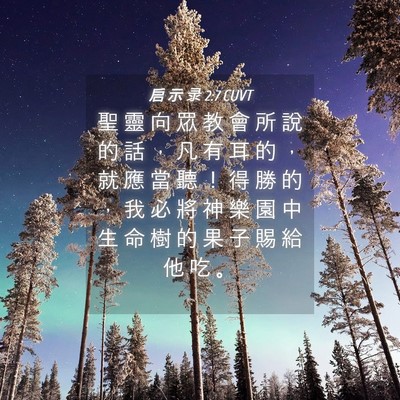 Picture 04 - 启 示 录 2:7 CUVT - 聖 靈 向 眾 教 會 所 說 的 話 ， 凡 - Bible Verse Picture