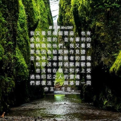 Picture 04 - 启 示 录 20:4 CUVT - 我 又 看 見 幾 個 寶 座 ， 也 有 坐 - Bible Verse Picture
