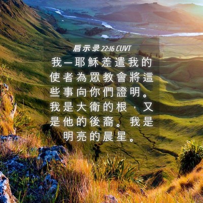 Picture 04 - 启 示 录 22:16 CUVT - 我 ─ 耶 穌 差 遣 我 的 使 者 為 眾 - Bible Verse Picture