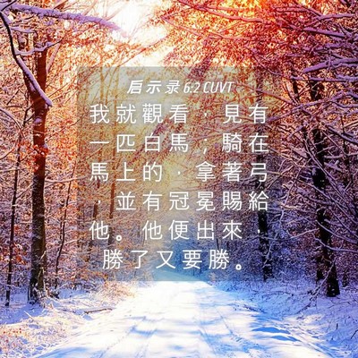 Picture 04 - 启 示 录 6:2 CUVT - 我 就 觀 看 ， 見 有 一 匹 白 馬 ； - Bible Verse Picture