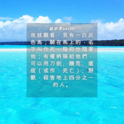 Picture 04 - 启 示 录 6:8 CUVT - 我 就 觀 看 ， 見 有 一 匹 灰 色 馬 - Bible Verse Picture