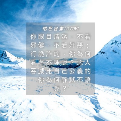 Picture 04 - 哈 巴 谷 書 1:13 CUVT - 你 眼 目 清 潔 ， 不 看 邪 僻 ， 不 - Bible Verse Picture