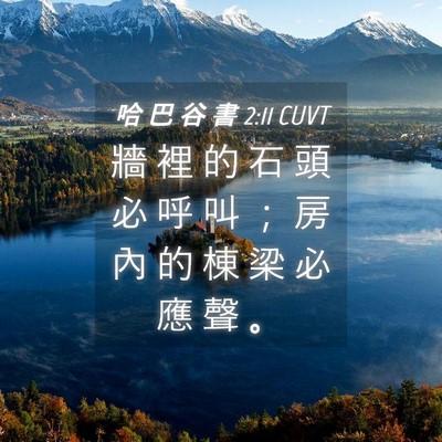 Picture 04 - 哈 巴 谷 書 2:11 CUVT - 牆 裡 的 石 頭 必 呼 叫 ； 房 內 的 - Bible Verse Picture