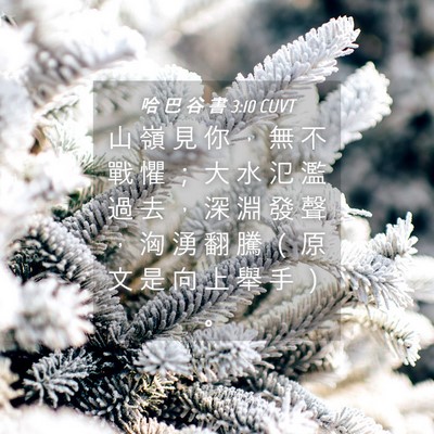 Picture 04 - 哈 巴 谷 書 3:10 CUVT - 山 嶺 見 你 ， 無 不 戰 懼 ； 大 水 - Bible Verse Picture