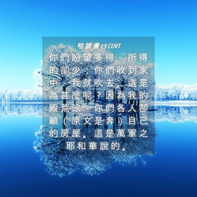 Picture 04 - 哈 該 書 1:9 CUVT - 你 們 盼 望 多 得 ， 所 得 的 卻 少 - Bible Verse Picture