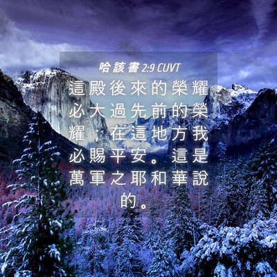 Picture 04 - 哈 該 書 2:9 CUVT - 這 殿 後 來 的 榮 耀 必 大 過 先 前 - Bible Verse Picture