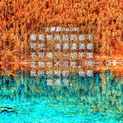 Picture 04 - 士 師 記 13:14 CUVT - 葡 萄 樹 所 結 的 都 不 可 吃 ， 清 - Bible Verse Picture