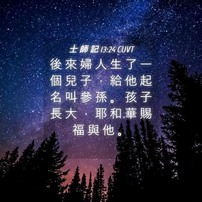 Picture 04 - 士 師 記 13:24 CUVT - 後 來 婦 人 生 了 一 個 兒 子 ， 給 - Bible Verse Picture