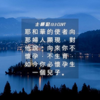 Picture 04 - 士 師 記 13:3 CUVT - 耶 和 華 的 使 者 向 那 婦 人 顯 現 - Bible Verse Picture