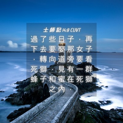 Picture 04 - 士 師 記 14:8 CUVT - 過 了 些 日 子 ， 再 下 去 要 娶 那 - Bible Verse Picture