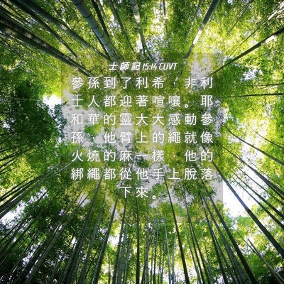 Picture 04 - 士 師 記 15:14 CUVT - 參 孫 到 了 利 希 ， 非 利 士 人 都 - Bible Verse Picture