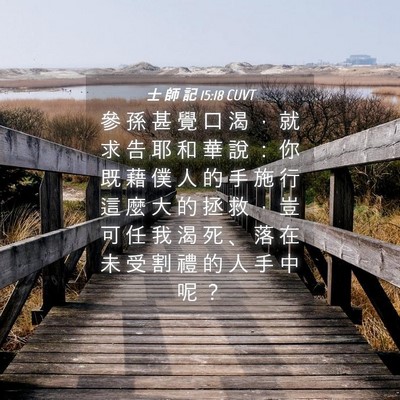 Picture 04 - 士 師 記 15:18 CUVT - 參 孫 甚 覺 口 渴 ， 就 求 告 耶 和 - Bible Verse Picture