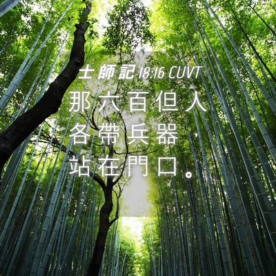 Picture 04 - 士 師 記 18:16 CUVT - 那 六 百 但 人 各 帶 兵 器 ， 站 在 - Bible Verse Picture