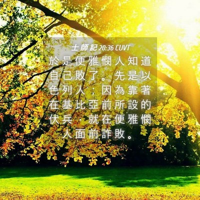 Picture 04 - 士 師 記 20:36 CUVT - 於 是 便 雅 憫 人 知 道 自 己 敗 了 - Bible Verse Picture