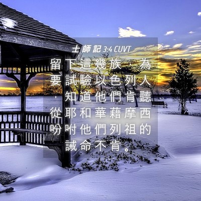 Picture 04 - 士 師 記 3:4 CUVT - 留 下 這 幾 族 ， 為 要 試 驗 以 色 - Bible Verse Picture