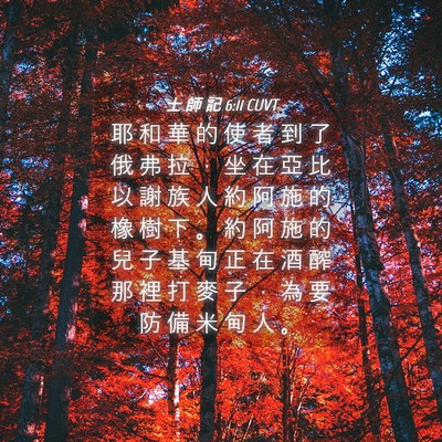 Picture 04 - 士 師 記 6:11 CUVT - 耶 和 華 的 使 者 到 了 俄 弗 拉 ， - Bible Verse Picture