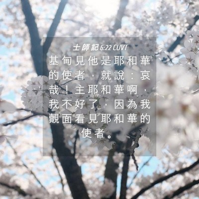 Picture 04 - 士 師 記 6:22 CUVT - 基 甸 見 他 是 耶 和 華 的 使 者 ， - Bible Verse Picture