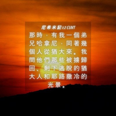 Picture 04 - 尼 希 米 記 1:2 CUVT - 那 時 ， 有 我 一 個 弟 兄 哈 拿 尼 - Bible Verse Picture