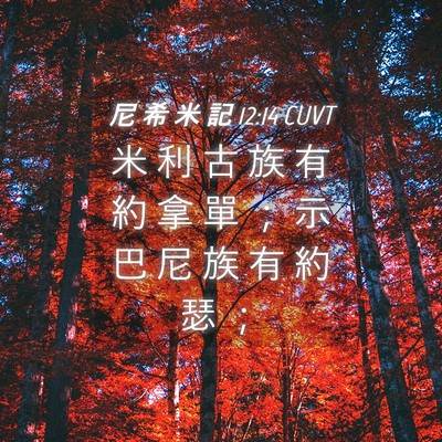 Picture 04 - 尼 希 米 記 12:14 CUVT - 米 利 古 族 有 約 拿 單 ； 示 巴 尼 - Bible Verse Picture